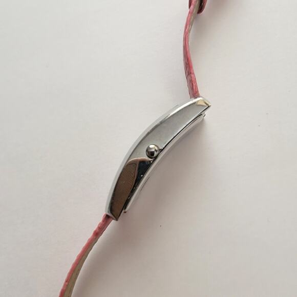 Vintage Watches Pink Rectangle Dial Quartz Watch Modern Art Deco Slim Strap - Picture 9 of 10